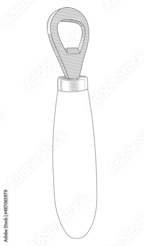 Bottle opener vector hand drawn sketch.