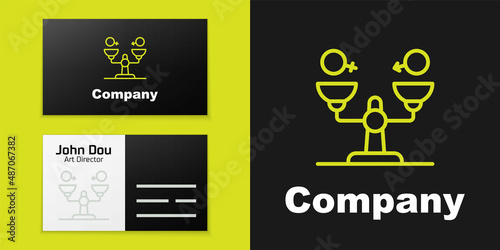 Logotype line Gender equality icon isolated on black background. Equal pay and opportunity business concept. Logo design template element. Vector