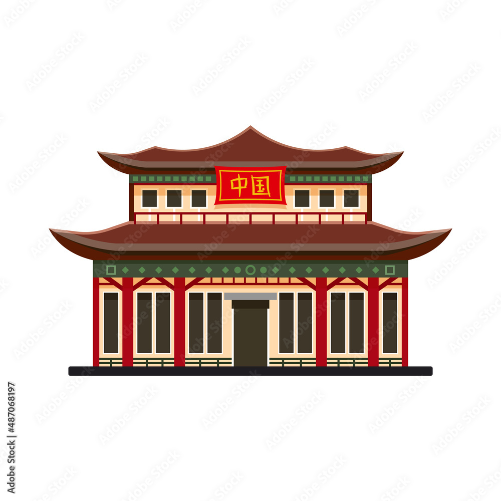 Chinese ancient residence or palace, vector icon