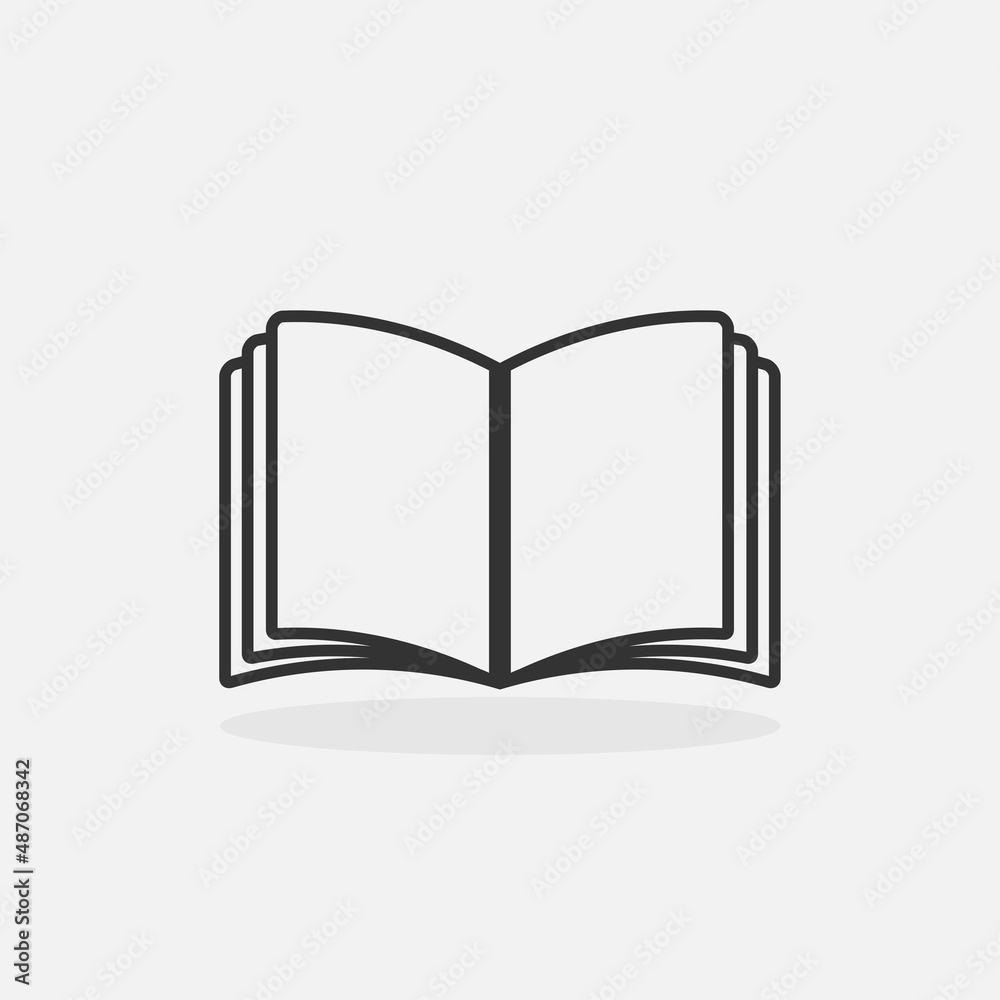 Outline book icon isolated flat design vector illustration. Outline book icon isolated flat design vector illustration.