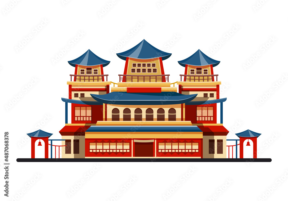 Cultural landmark or chinese building, vector icon