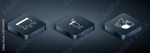 Set Isometric Udder, Milk jug or pitcher and glass and Milkshake icon. Vector