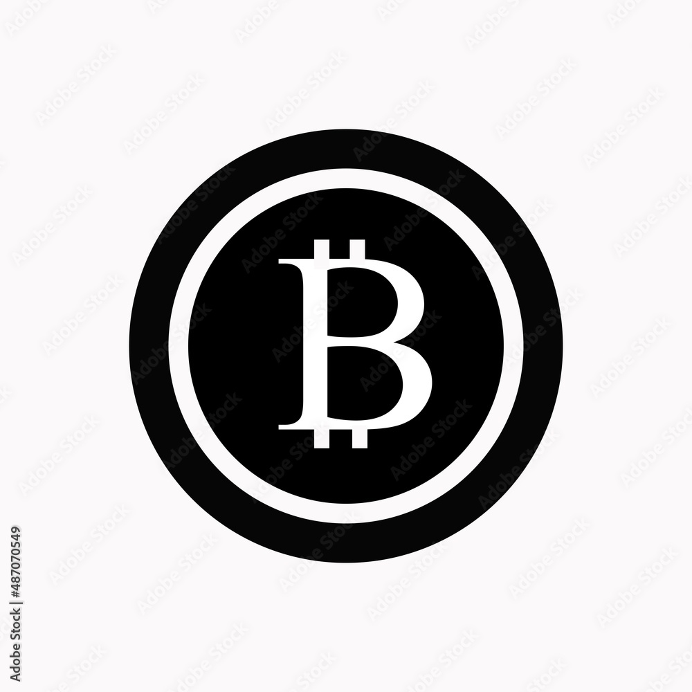 Bitcoin symbol icon, black and white design. Crypto payment. Vector illustration Bitcoin symbol icon, black and white design. Crypto payment. Vector illustration