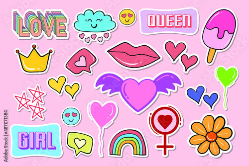 cute sticker collection for girls free vector