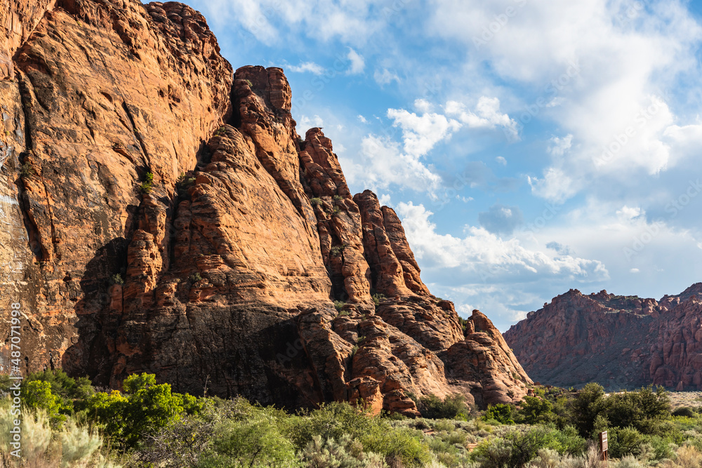 Scenery with a view of the mountains and grassland in Snow Canyon State Park, Utah, the U.S. Scenery with a view of the mountains and grassland in Snow Canyon State Park, Utah, the U.S.