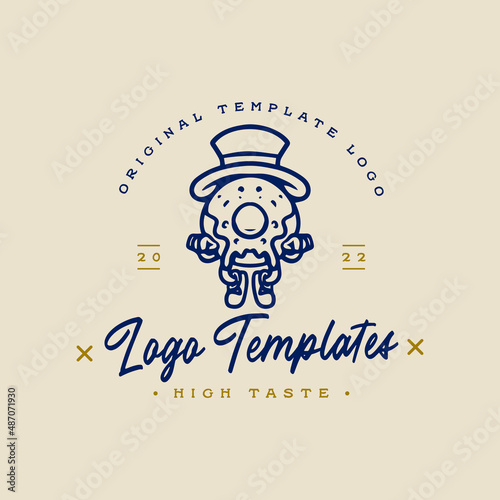 Cute Donut Character logo. donut character template logo.