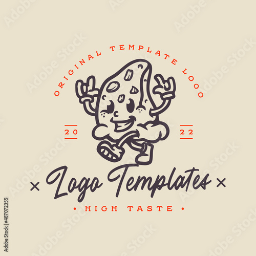 cute pizza character logo. pizza template logos.