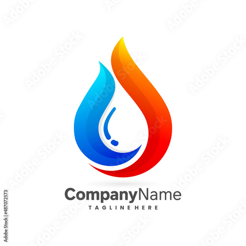 HVAC logo with cool and hot water concept