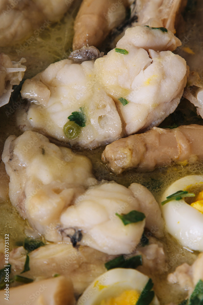 monkfish in green sauce with asparagus and hard-boiled egg monkfish in green sauce with asparagus and hard-boiled egg