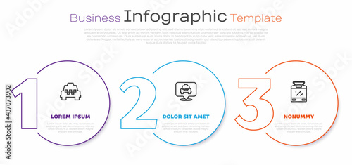 Set line Taxi car, Location with taxi and Tram and railway. Business infographic template. Vector