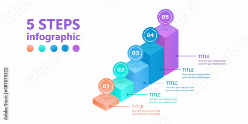 Business infographics. Ladder of four parallelepipeds. 4-step diagram. 3 D. Vector illustration.