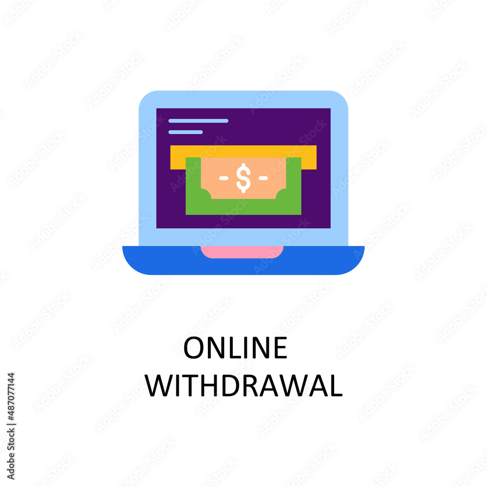 Online Withdrawal Vector Flat Icon Design illustration. Banking and Payment Symbol on White background EPS 10 File Online Withdrawal Vector Flat Icon Design illustration. Banking and Payment Symbol on White background EPS 10 File