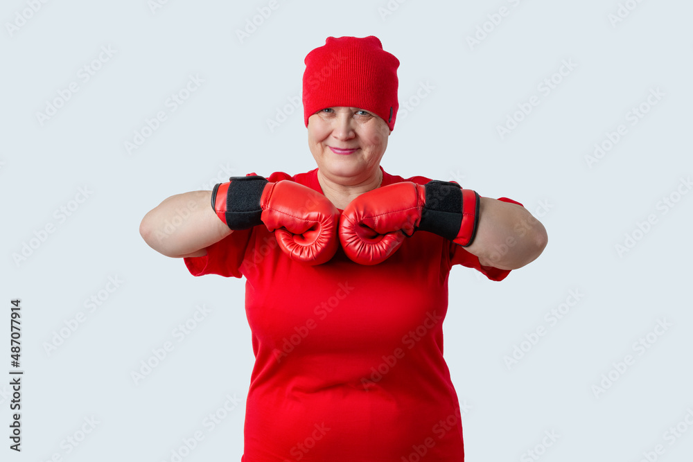 Granny boxer in red on a white background.