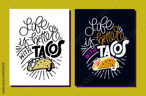 Cute hand drawn doodle lettering postcard about food. Lettering poster about eat, drink, cooking.