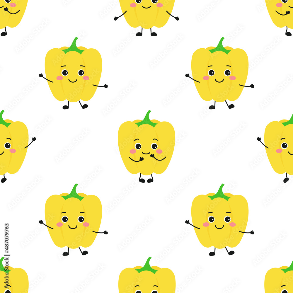 cartoon pepper pattern in flat style, vector illustration cartoon pepper pattern in flat style, vector illustration
