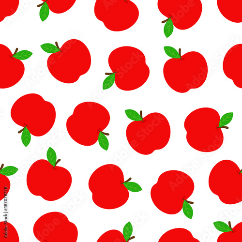 cartoon seamless pattern with apple, vector illustration