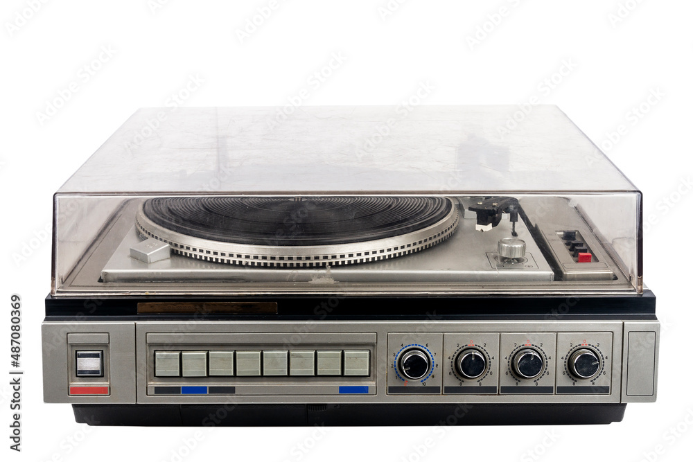 Obraz premium Vintage turntable record player with dust cover