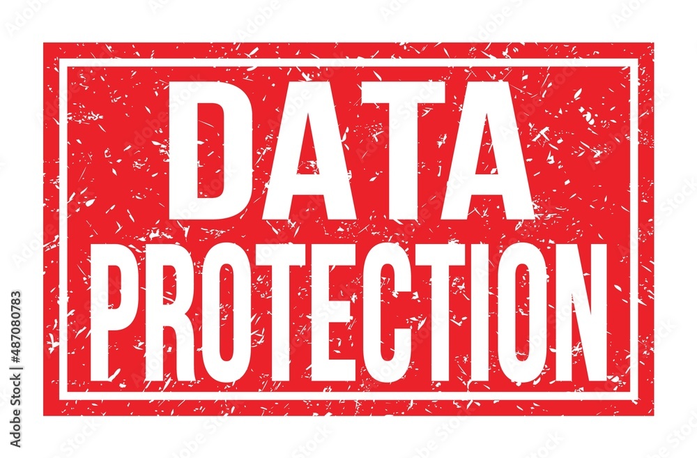 DATA PROTECTION, words on red rectangle stamp sign DATA PROTECTION, words on red rectangle stamp sign