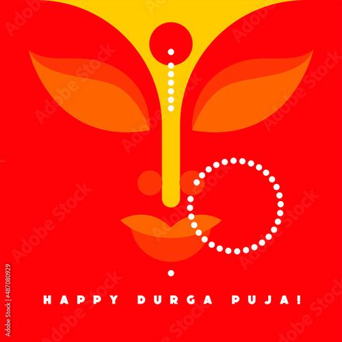 Happy Navratri, illustration of Goddess Durga decorative face