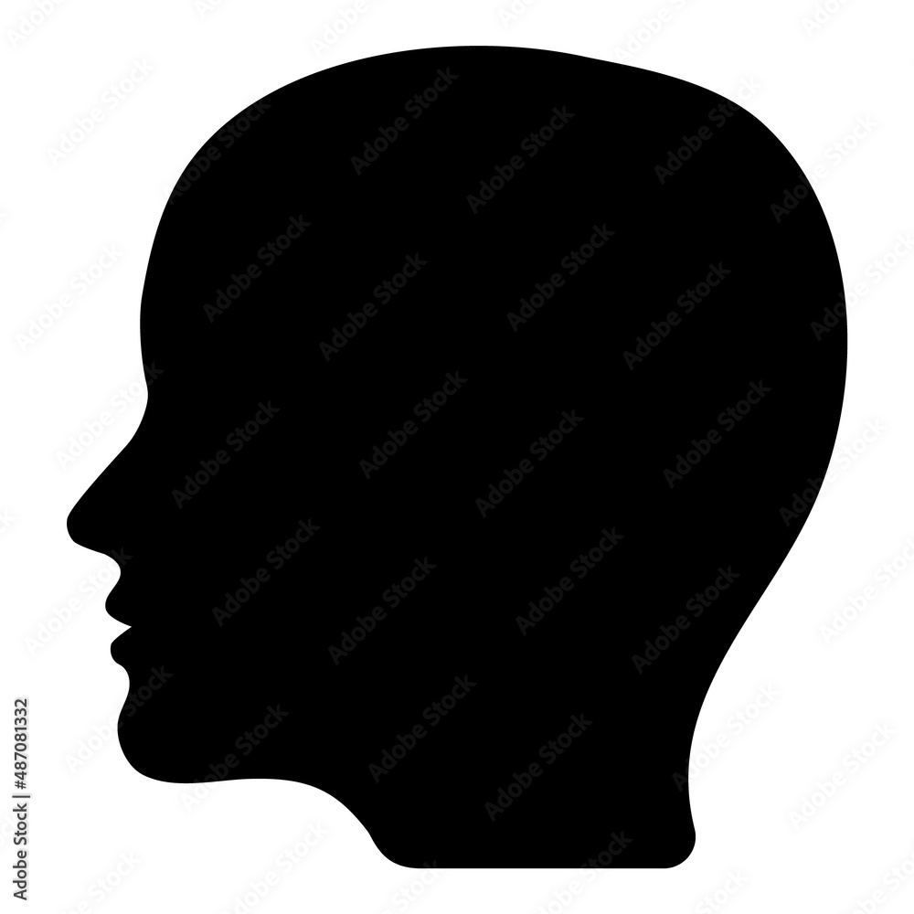Human Head Flat Icon Isolated On White Background
