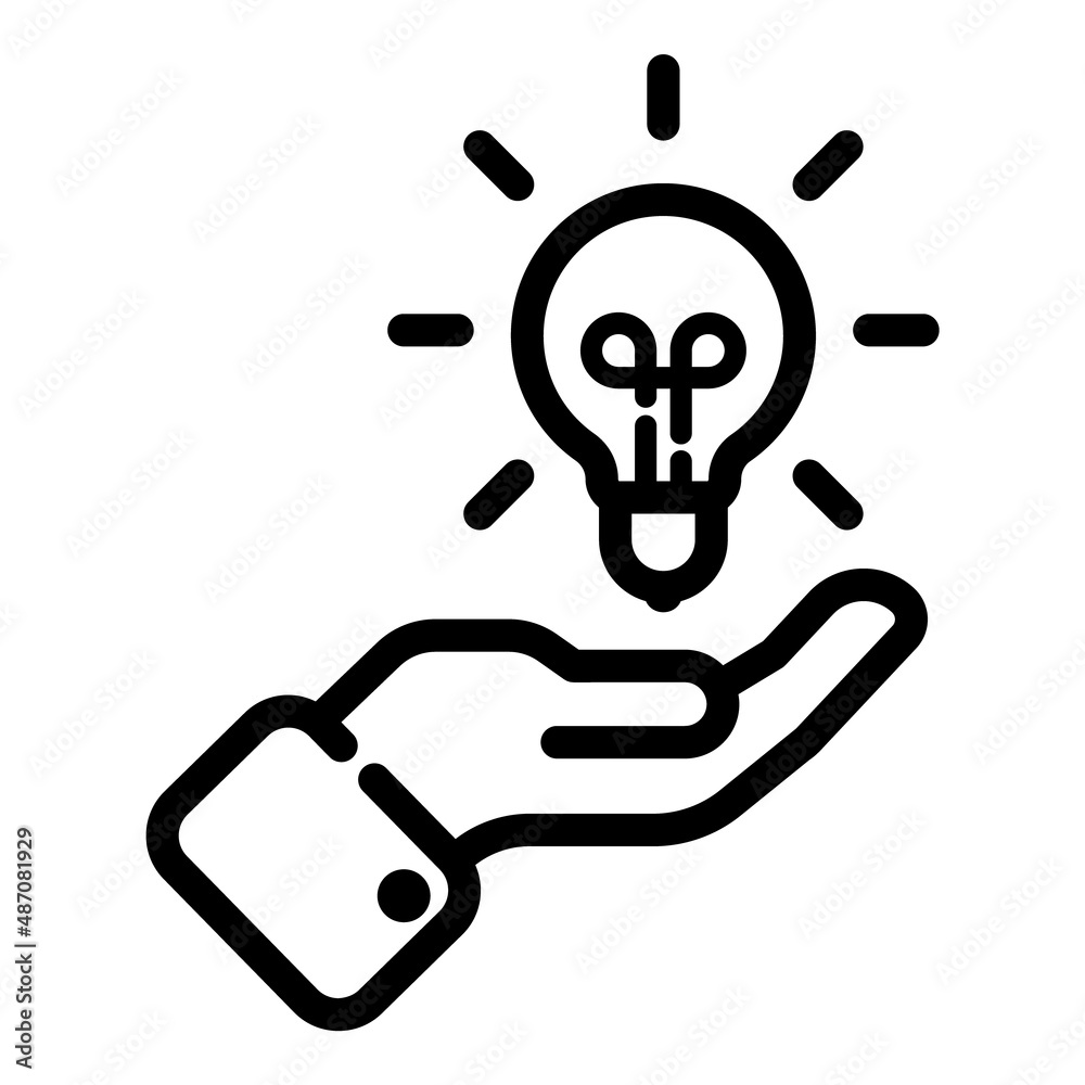 Lightbulb In Hand Flat Icon Isolated On White Background Lightbulb In Hand Flat Icon Isolated On White Background