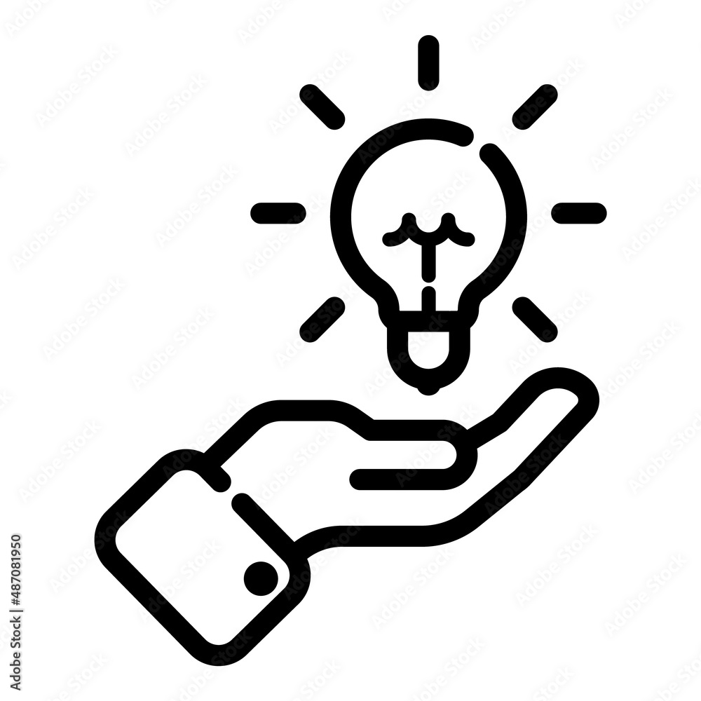 Lightbulb In Hand Flat Icon Isolated On White Background Lightbulb In Hand Flat Icon Isolated On White Background