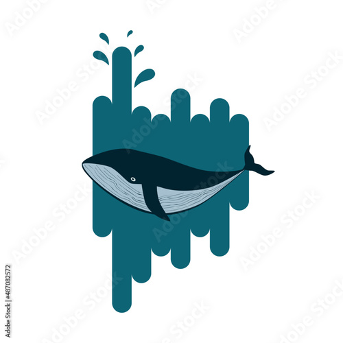 Vector illustration. Blue whale. Sperm whale