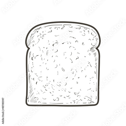 Vector Sliced bread toast. Slice of a whole wheat bread. Bakery, piece of roasted crouton for sandwich snack. Realistic illustration image.