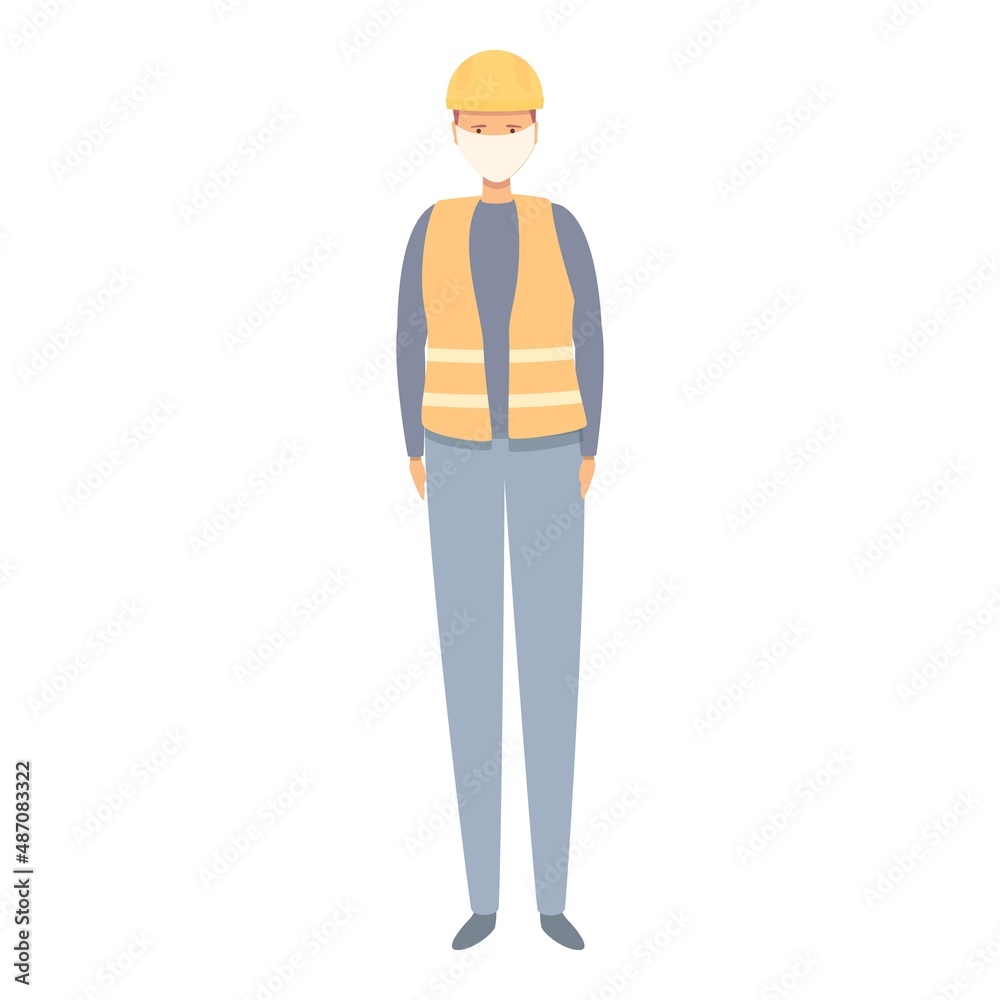 Constructor in mask icon cartoon vector. Medical safety. Prevention team