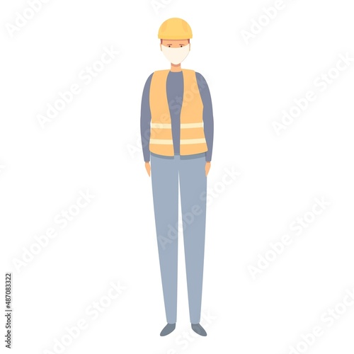 Constructor in mask icon cartoon vector. Medical safety. Prevention team
