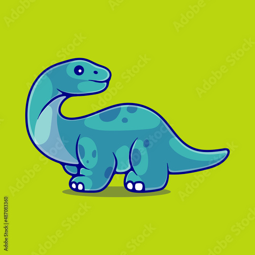 cute brontosaurus dinosaur illustration suitable for mascot sticker and t-shirt design