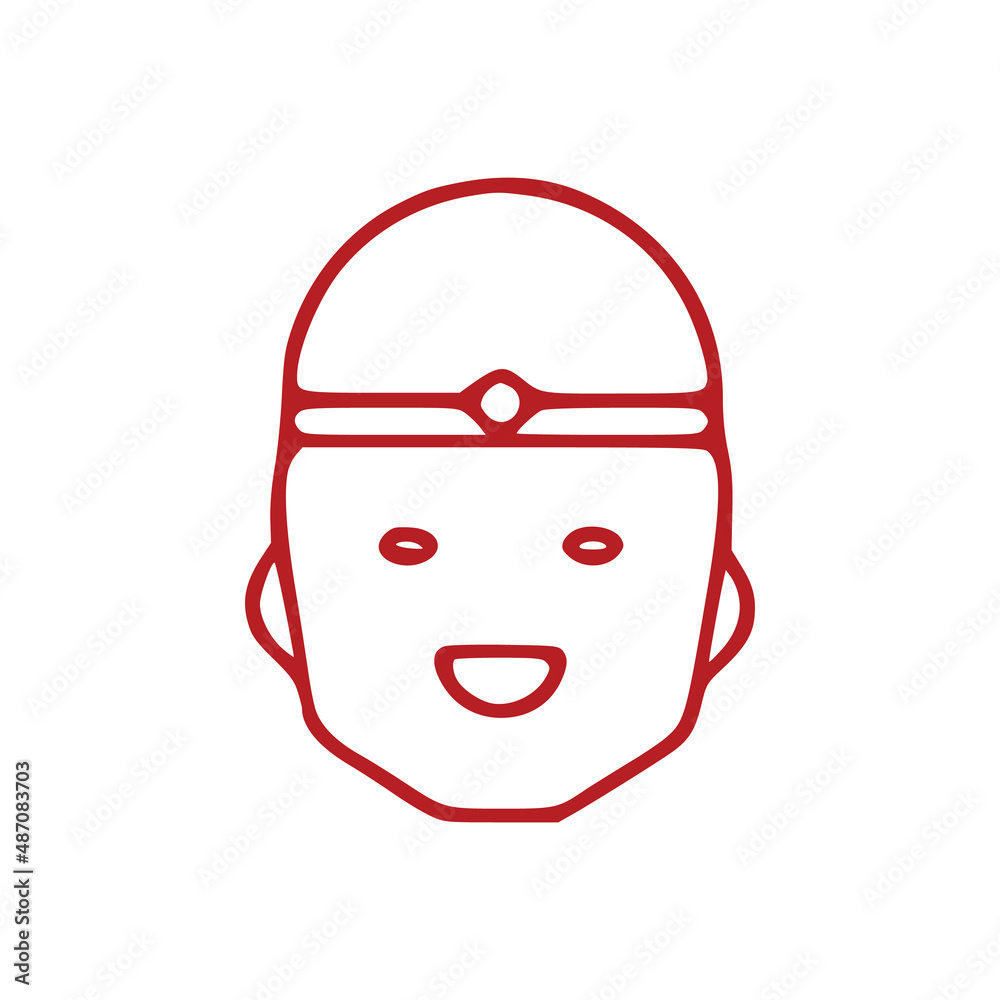 Chinese man avatar outline icon isolated on white background Chinese man avatar outline icon isolated on white background