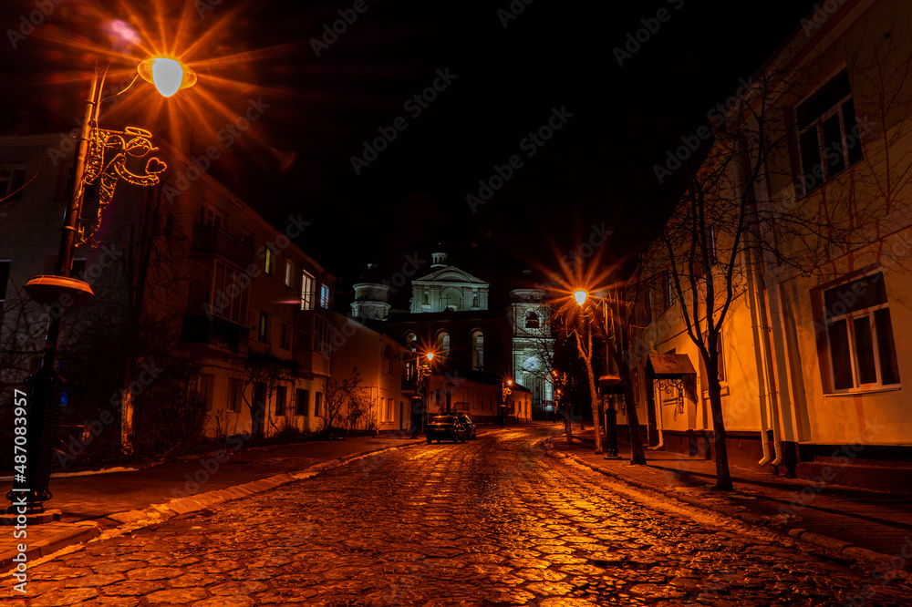 Night city of Lutsk Ukraine travel journey