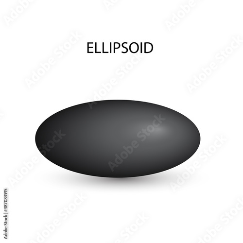 ellipsoid with gradients and shadow for game, icon, package design, logo, mobile, ui, web, education. 3d ellipsoid on a white background. Geometric figures for your design.