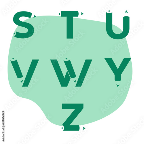 Vector font and alphabet. Alphabet of pencils.