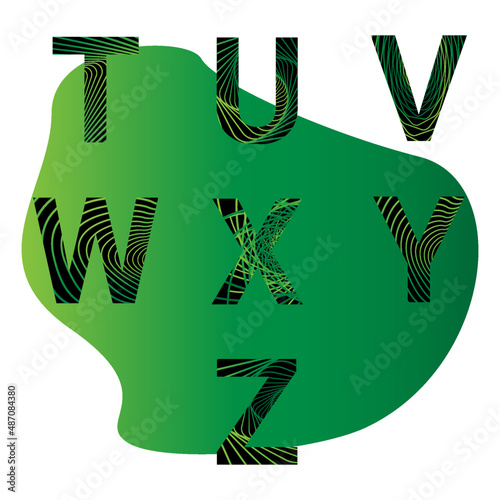 Vector font and alphabet. Abstract green alphabet.