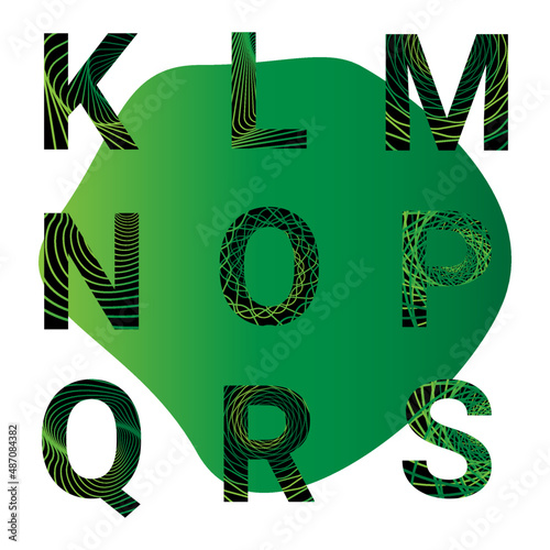 Vector font and alphabet. Abstract green alphabet.