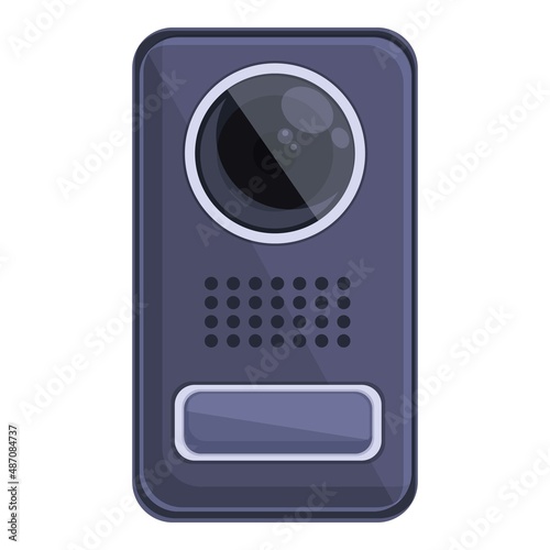 Intercom gate icon cartoon vector. Door system. Camera bell