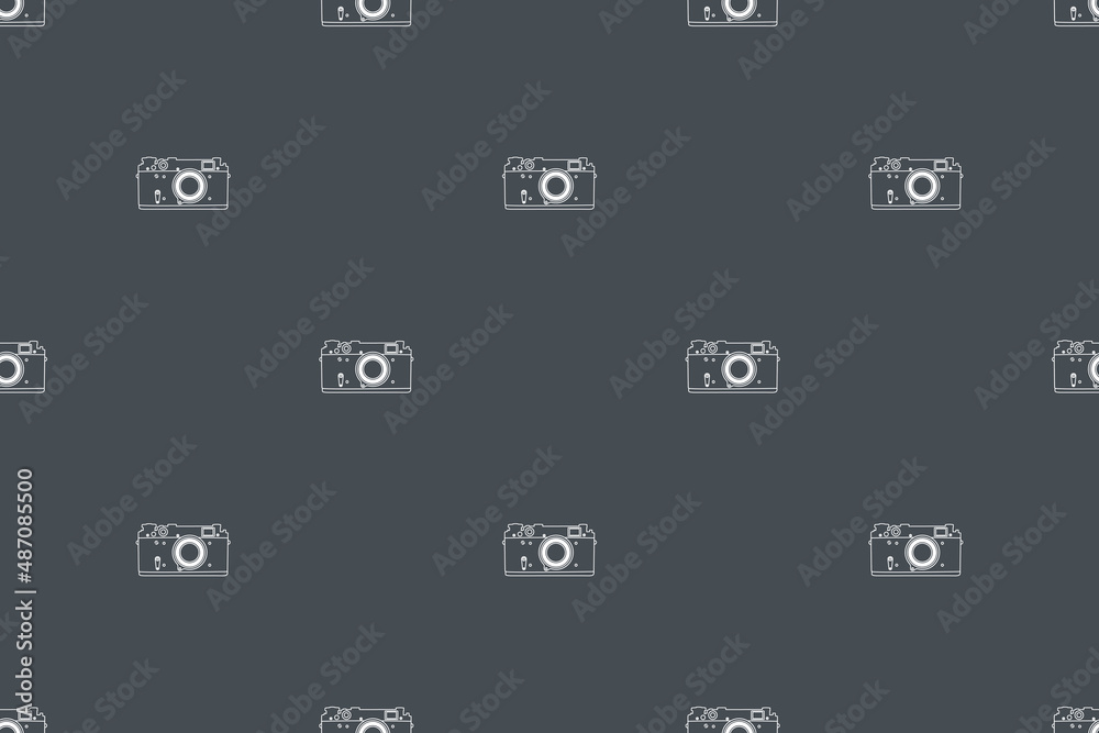 Seamless pattern from old drawn cameras. Background on the theme of photography and photographic equipment. Seamless pattern from old drawn cameras. Background on the theme of photography and photographic equipment.