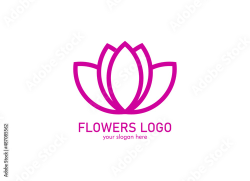 flower with leaf line art logo design inspiration Vector