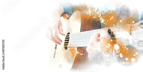 Foto Guitar music illustration with abstract effects.