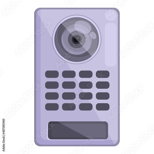 Entrance intercom icon cartoon vector. Video system. Doorbell control