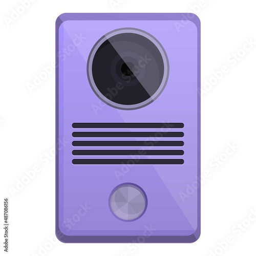 Bell intercom icon cartoon vector. Door system. Camera home