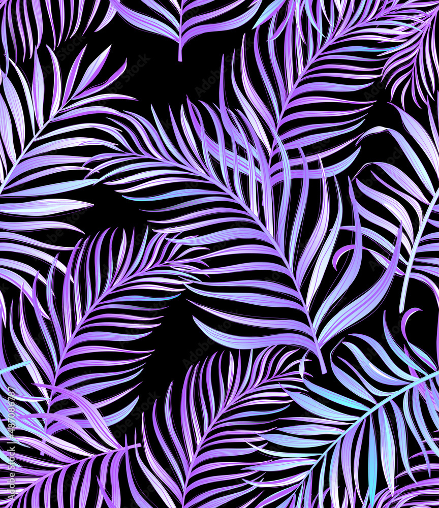 Jungle vector pattern with tropical leaves.Trendy summer print. Exotic seamless background. Jungle vector pattern with tropical leaves.Trendy summer print. Exotic seamless background.