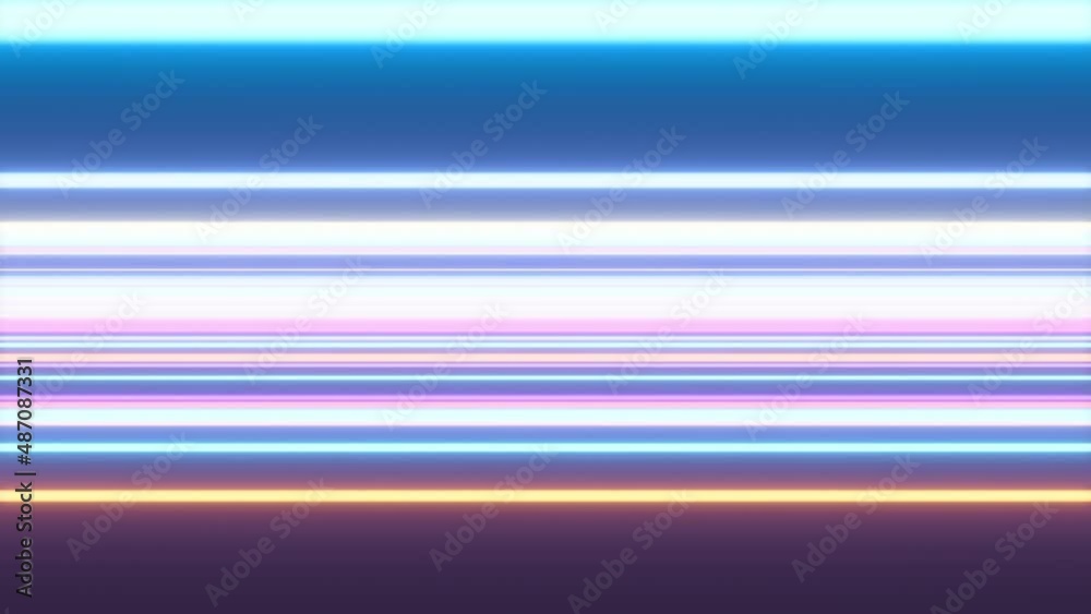 Vertical footage with fast flying through the horizontal neon streaks. Seamless loop background with fluorescent electric lights. Cyberspace screensaver with abstract glowing lines with laser effect.