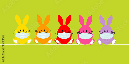 5 Osterhaseneier Maske Banner Grün
