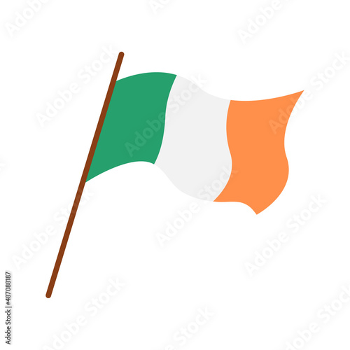 Waving flag of Ireland isolated on white background. Vector flat illustration