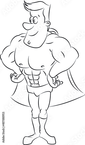 Cartoon superhero cape line art vector illustration