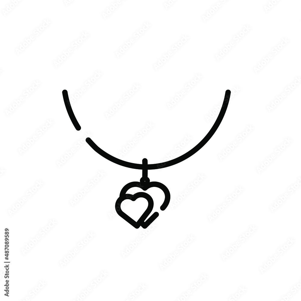 Single line icon, vector illustration. Image of a pendant in the form of two hearts on a chain.. Suitable for social networks, websites, packaging and designs. Single line icon, vector illustration. Image of a pendant in the form of two hearts on a chain.. Suitable for social networks, websites, packaging and designs.