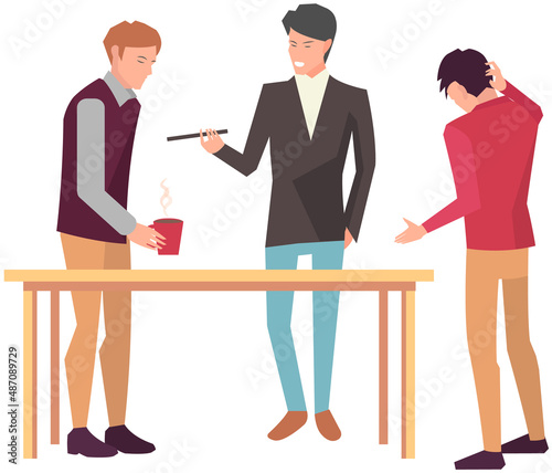 Businesspeople have project strategy planning meeting. Teamwork with business plan, creating new creative project. Meeting to discuss starting business. Colleagues discussing work in entrepreneurship